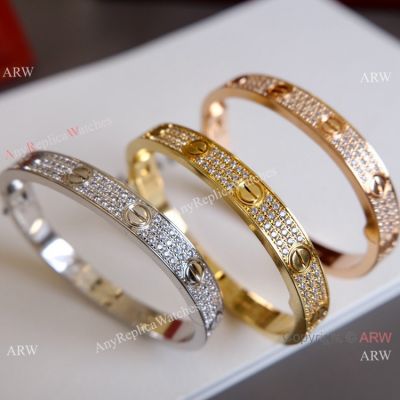 Iced Out Cartier Love Copy Bracelet Diamond-set Wide Style